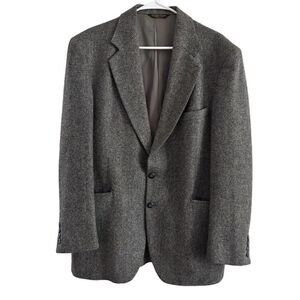 Strathmore Chevron Wool‎ Sport Coat Gray Jacket Blazer Men's 42 R Vintage